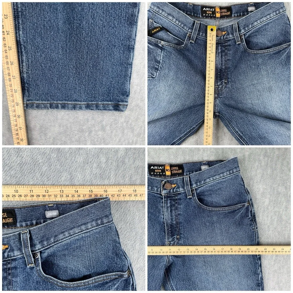 Ariat Jeans Men 32x30 (ACTUAL 32x29) Blue Rebar M3 Loose Blue Straight Workwear